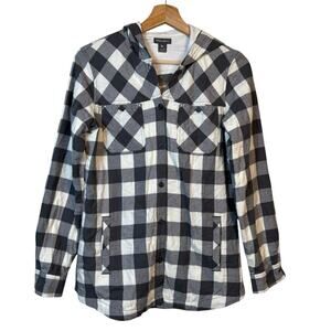 Eddie Bauer Womens Buffalo Check Flannel Shirt Jacket size XS Hooded NWT Forest